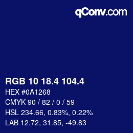 カラーコード: RGB 10 18.4 104.4 | qconv.com