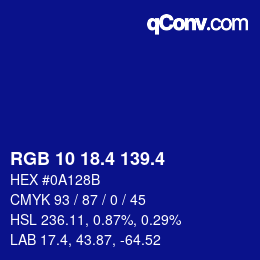 カラーコード: RGB 10 18.4 139.4 | qconv.com