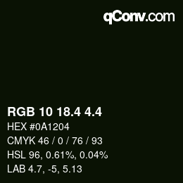 カラーコード: RGB 10 18.4 4.4 | qconv.com