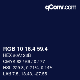 カラーコード: RGB 10 18.4 59.4 | qconv.com