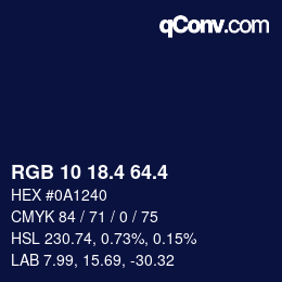 カラーコード: RGB 10 18.4 64.4 | qconv.com