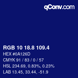 カラーコード: RGB 10 18.8 109.4 | qconv.com