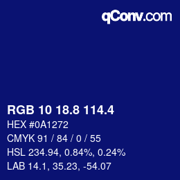 カラーコード: RGB 10 18.8 114.4 | qconv.com