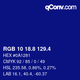 カラーコード: RGB 10 18.8 129.4 | qconv.com