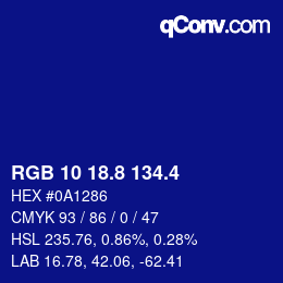 カラーコード: RGB 10 18.8 134.4 | qconv.com