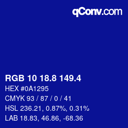 カラーコード: RGB 10 18.8 149.4 | qconv.com
