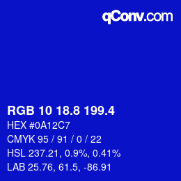 カラーコード: RGB 10 18.8 199.4 | qconv.com