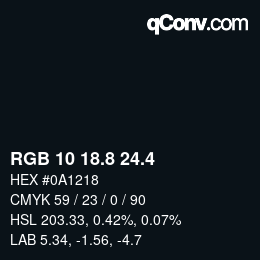 カラーコード: RGB 10 18.8 24.4 | qconv.com