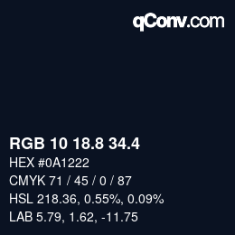 カラーコード: RGB 10 18.8 34.4 | qconv.com