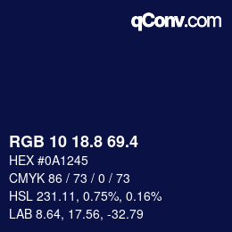 カラーコード: RGB 10 18.8 69.4 | qconv.com