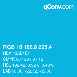 カラーコード: RGB 10 180.8 225.4 | qconv.com