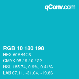 Color code: RGB 10 180 198 | qconv.com