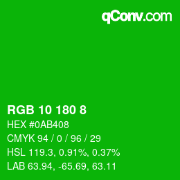 Color code: RGB 10 180 8 | qconv.com