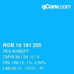 Color code: RGB 10 181 255 | qconv.com