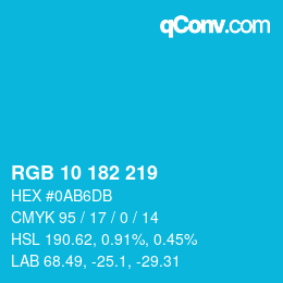 Color code: RGB 10 182 219 | qconv.com