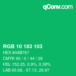 Color code: RGB 10 183 103 | qconv.com