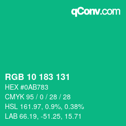 Color code: RGB 10 183 131 | qconv.com