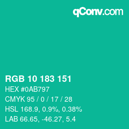 Color code: RGB 10 183 151 | qconv.com