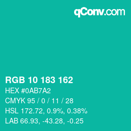 Farbcode: RGB 10 183 162 | qconv.com