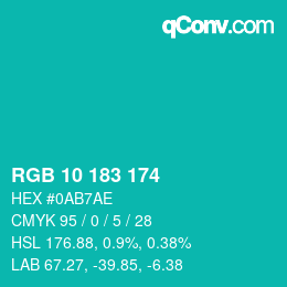 Color code: RGB 10 183 174 | qconv.com