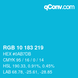 Color code: RGB 10 183 219 | qconv.com