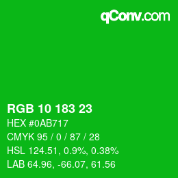 Color code: RGB 10 183 23 | qconv.com