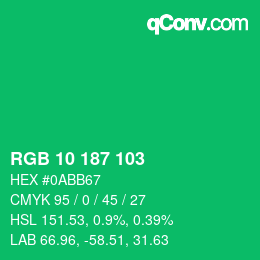 Color code: RGB 10 187 103 | qconv.com