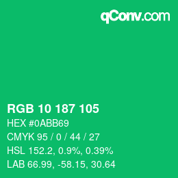 Farbcode: RGB 10 187 105 | qconv.com