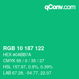 Color code: RGB 10 187 122 | qconv.com