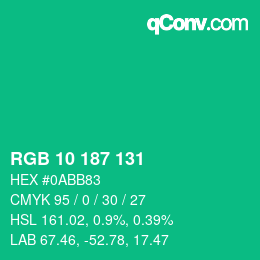 Color code: RGB 10 187 131 | qconv.com