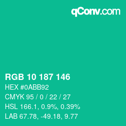 Color code: RGB 10 187 146 | qconv.com