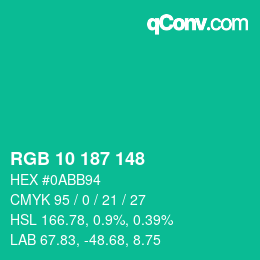 Color code: RGB 10 187 148 | qconv.com
