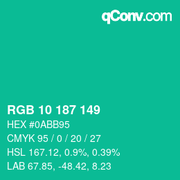 Color code: RGB 10 187 149 | qconv.com