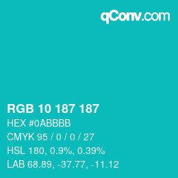 Color code: RGB 10 187 187 | qconv.com