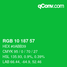 Color code: RGB 10 187 57 | qconv.com