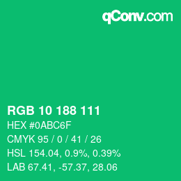Color code: RGB 10 188 111 | qconv.com