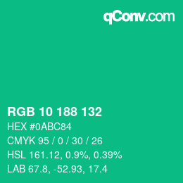 Color code: RGB 10 188 132 | qconv.com