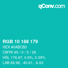 カラーコード: RGB 10 188 179 | qconv.com