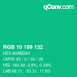 Color code: RGB 10 189 132 | qconv.com
