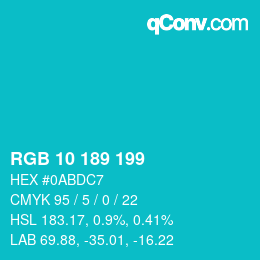 Color code: RGB 10 189 199 | qconv.com