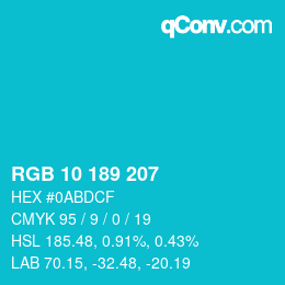 カラーコード: RGB 10 189 207 | qconv.com