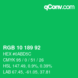颜色代码: RGB 10 189 92 | qconv.com