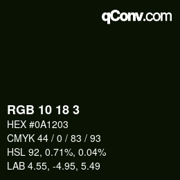 カラーコード: RGB 10 18 3 | qconv.com
