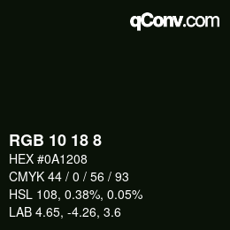 カラーコード: RGB 10 18 8 | qconv.com