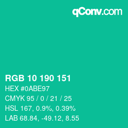 Color code: RGB 10 190 151 | qconv.com