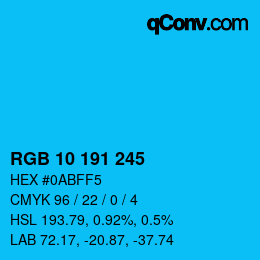 Color code: RGB 10 191 245 | qconv.com