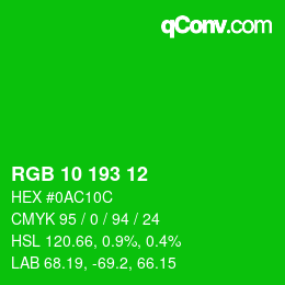 Color code: RGB 10 193 12 | qconv.com
