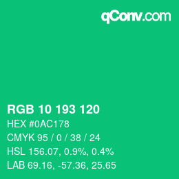 カラーコード: RGB 10 193 120 | qconv.com