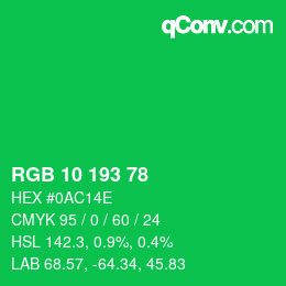 Color code: RGB 10 193 78 | qconv.com