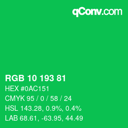 Color code: RGB 10 193 81 | qconv.com